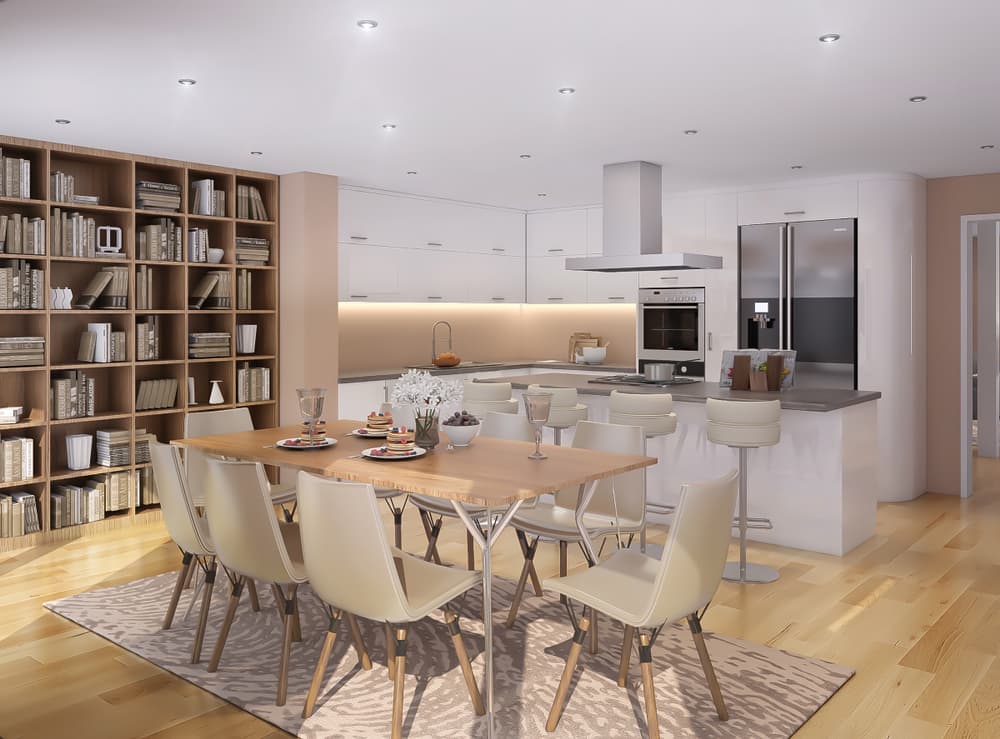 Los colores neutros le aportan elegancia modernidad a los comedores modernos.